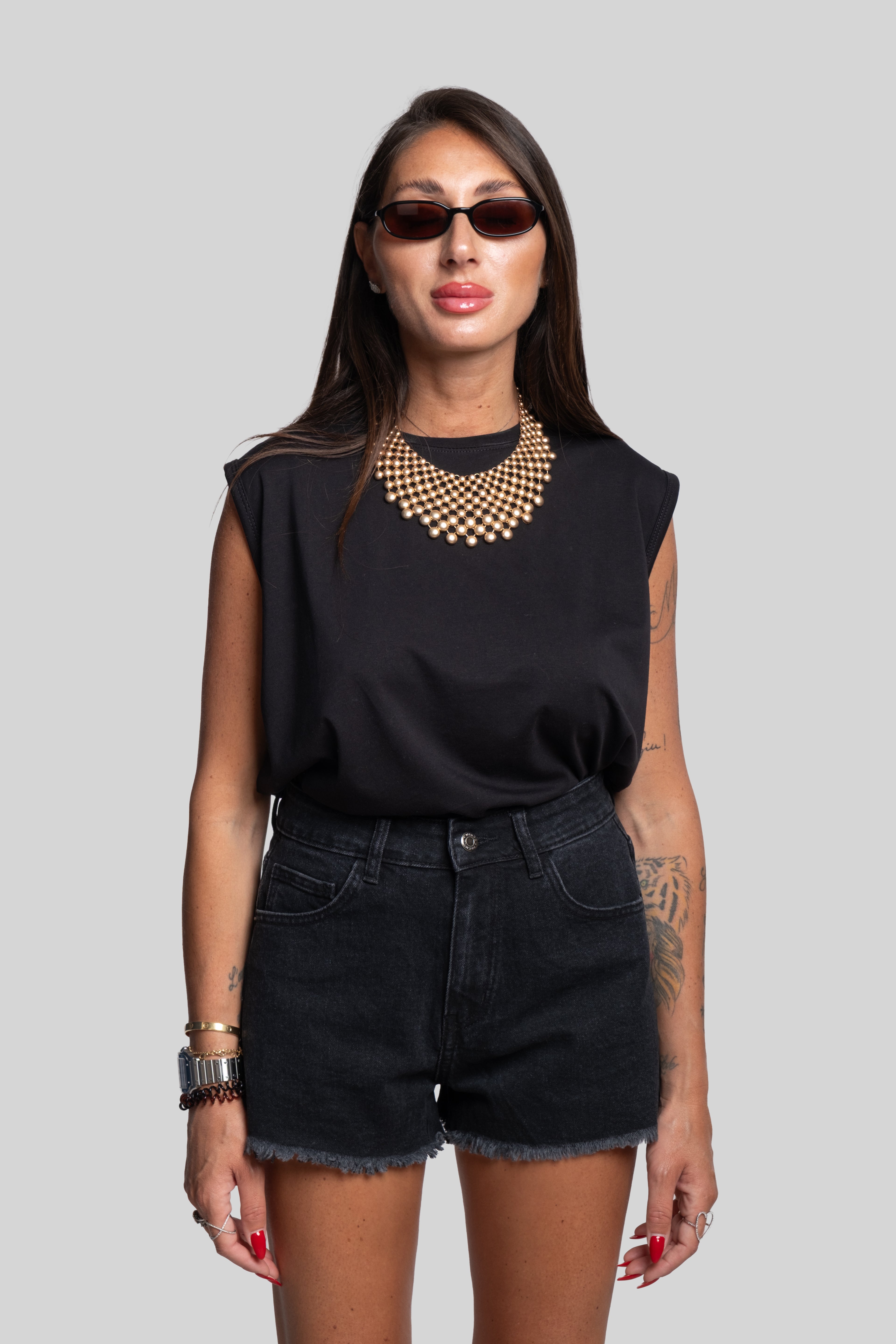 Maglia smanicata my star nera