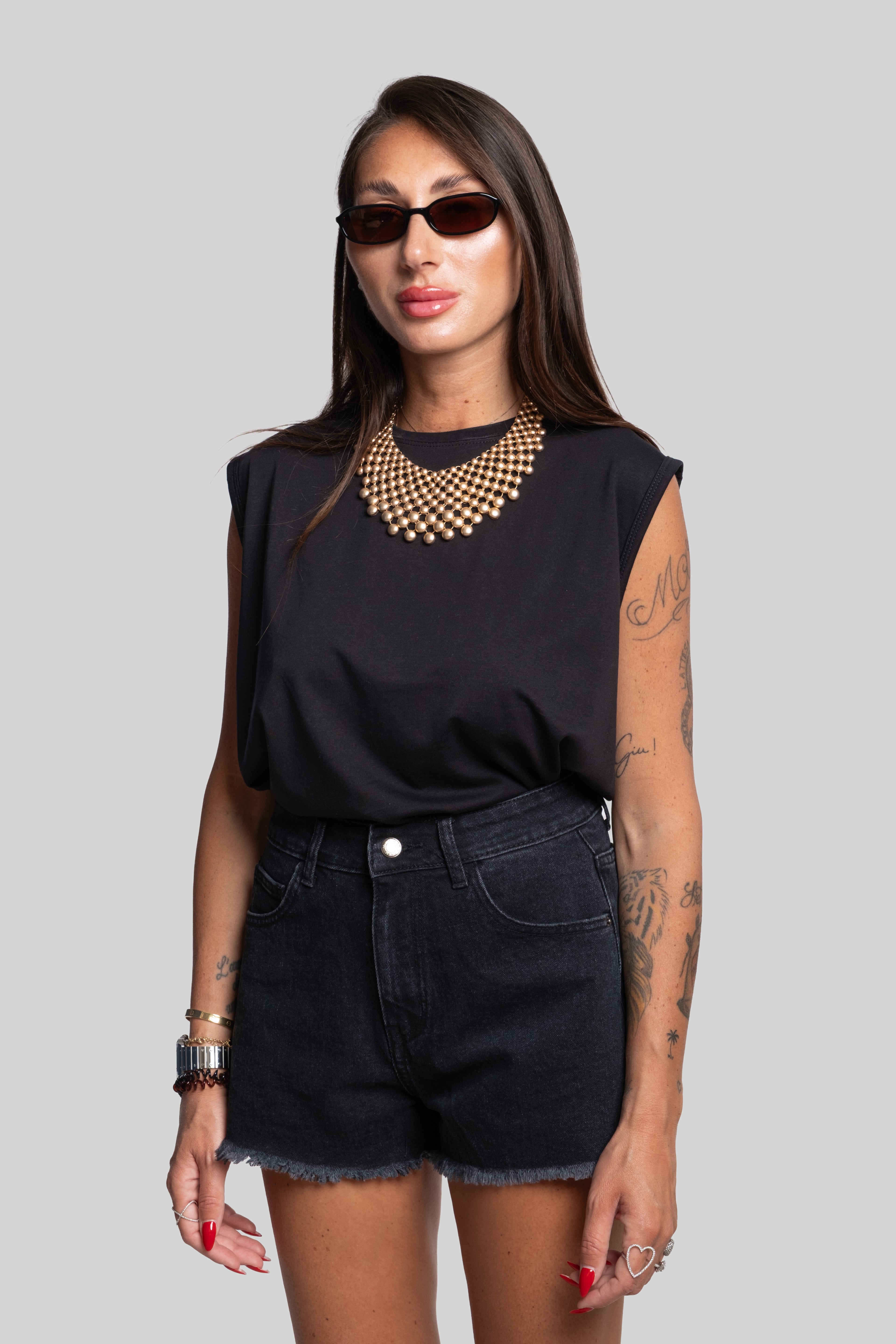 Maglia smanicata my star nera