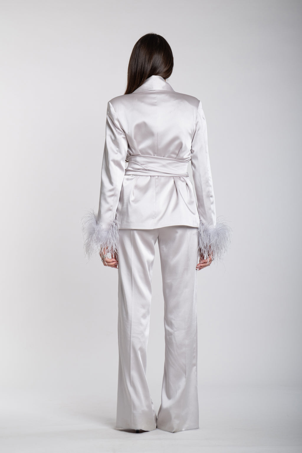 Tailleur Domina grigio perla