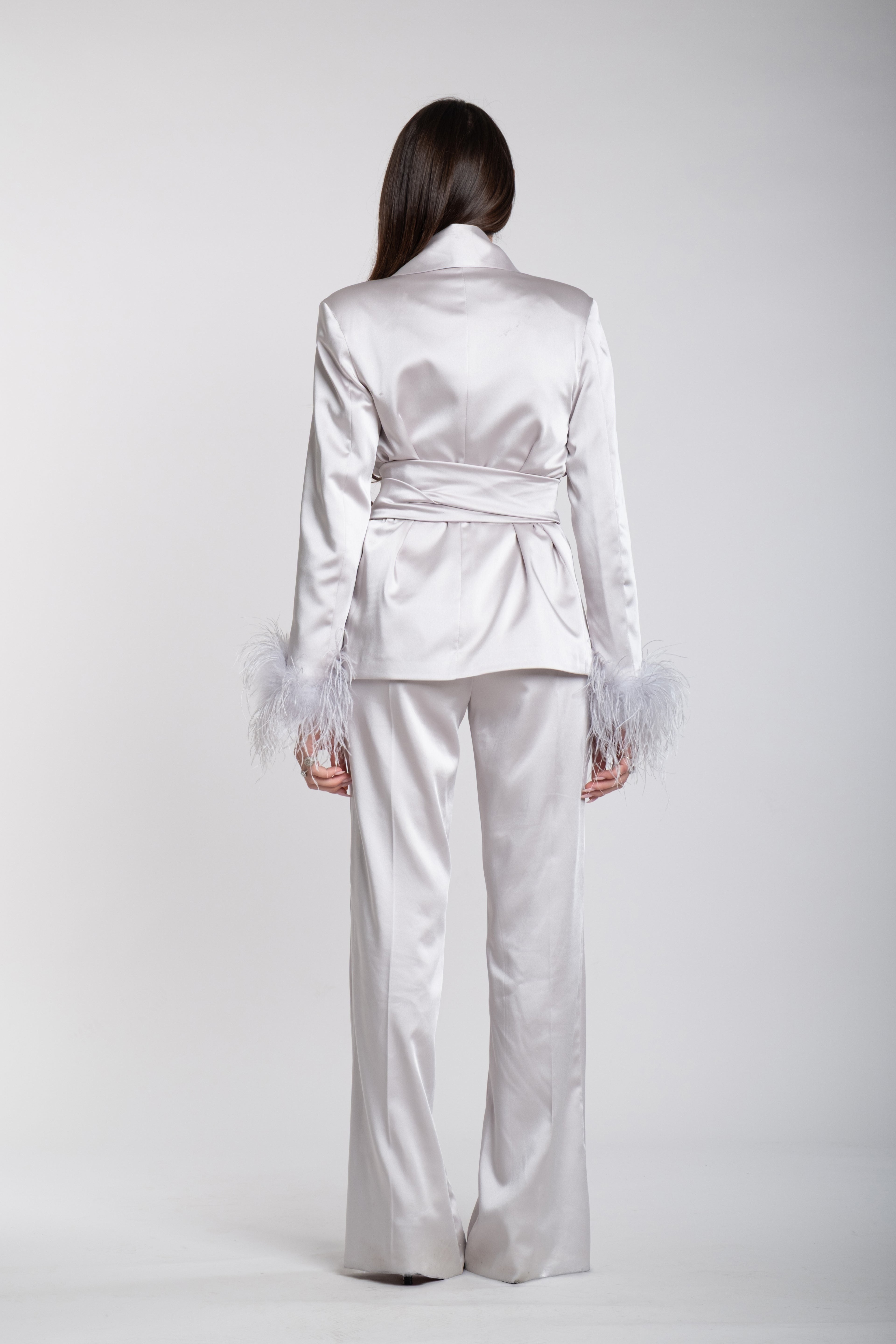 Tailleur Domina grigio perla