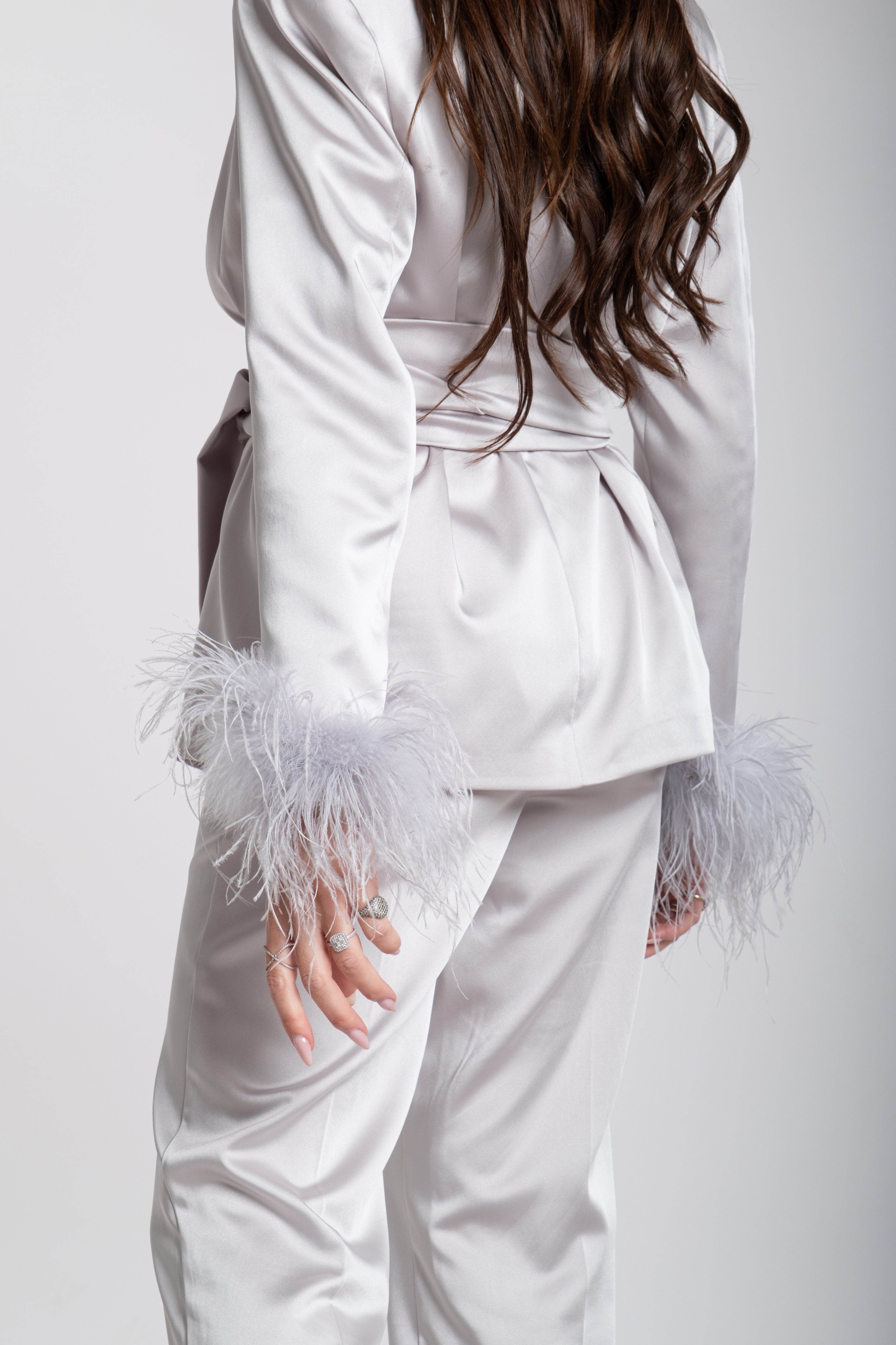 Tailleur Domina grigio perla