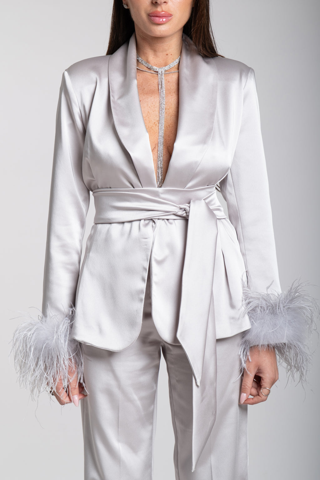 Tailleur Domina grigio perla