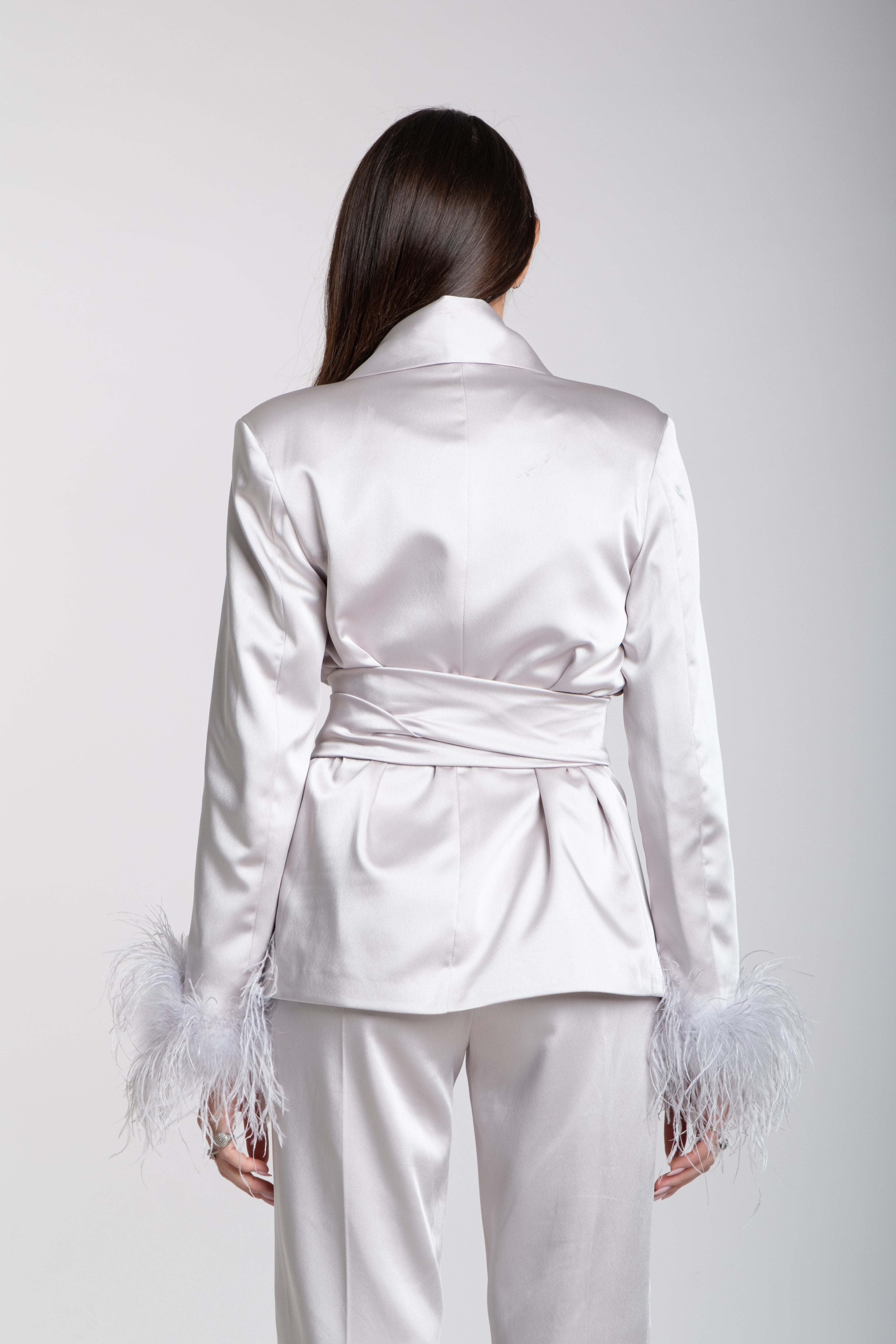 Tailleur Domina grigio perla