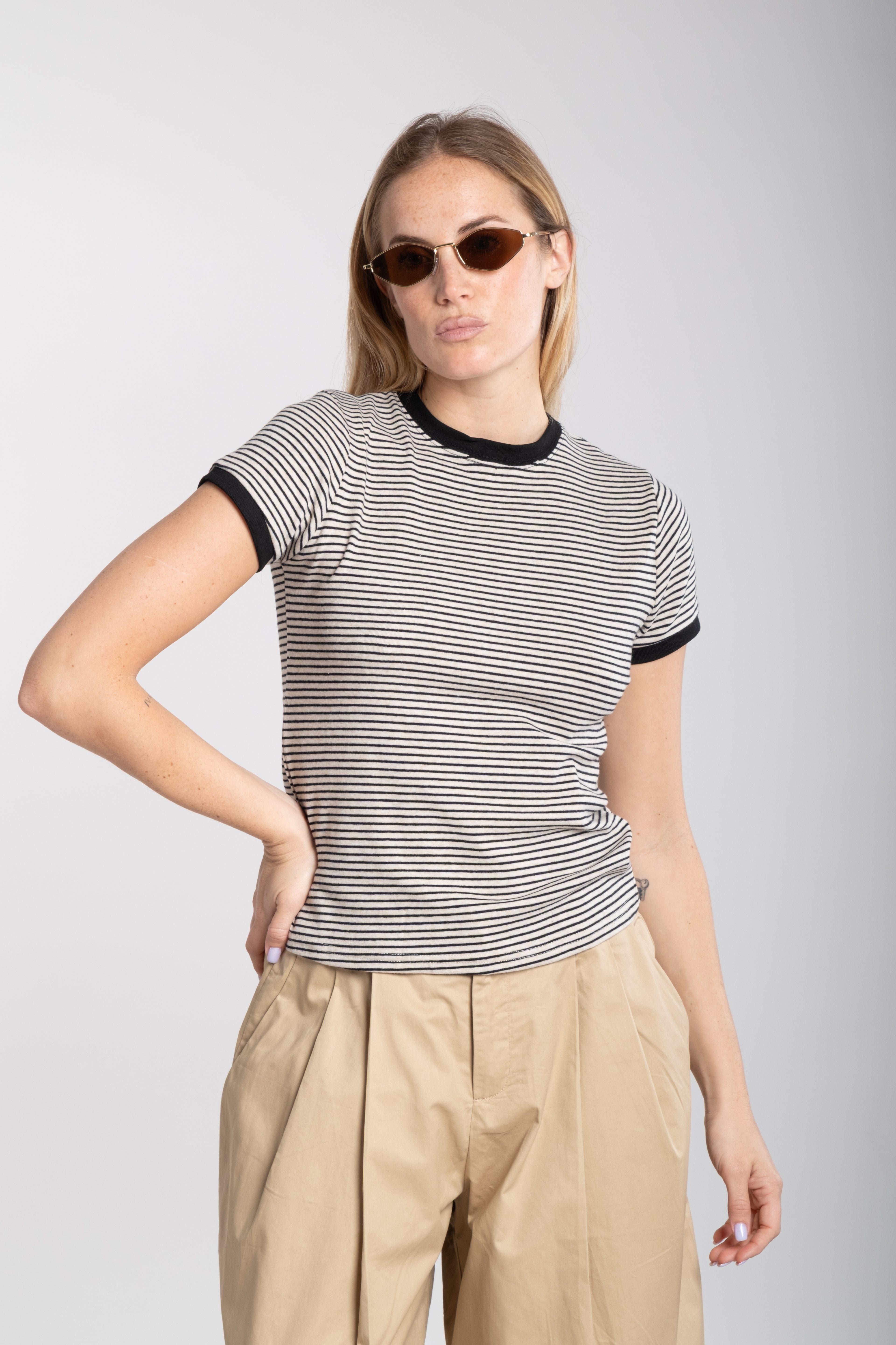 Maglia my star nera righe beige