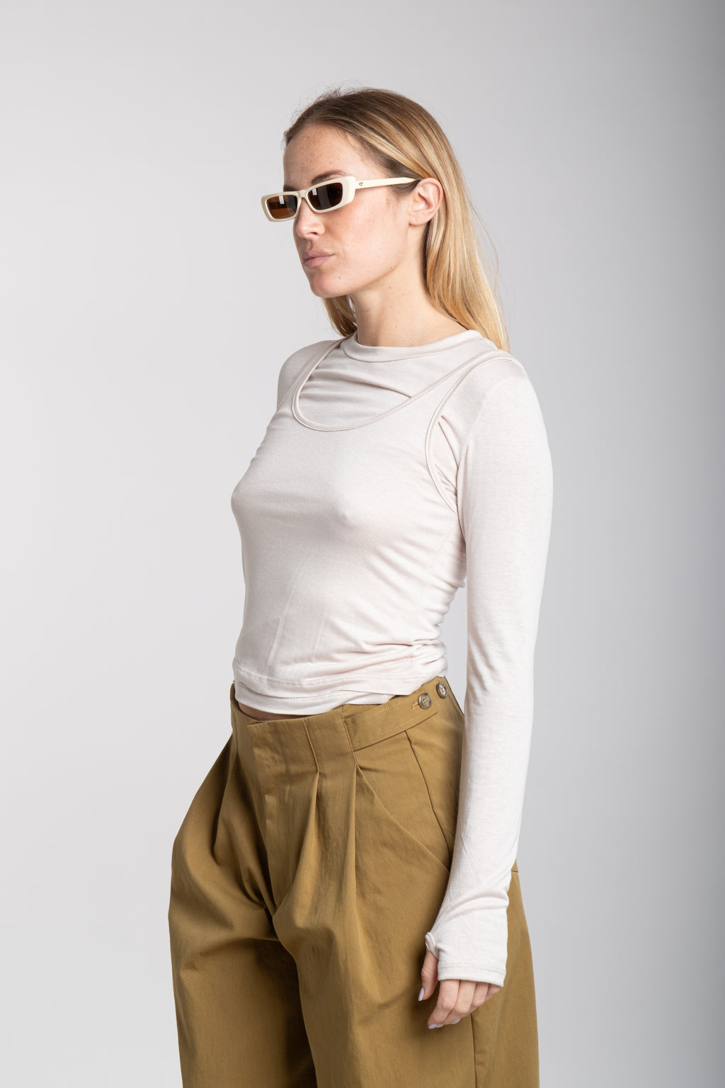 Doppia maglia beige