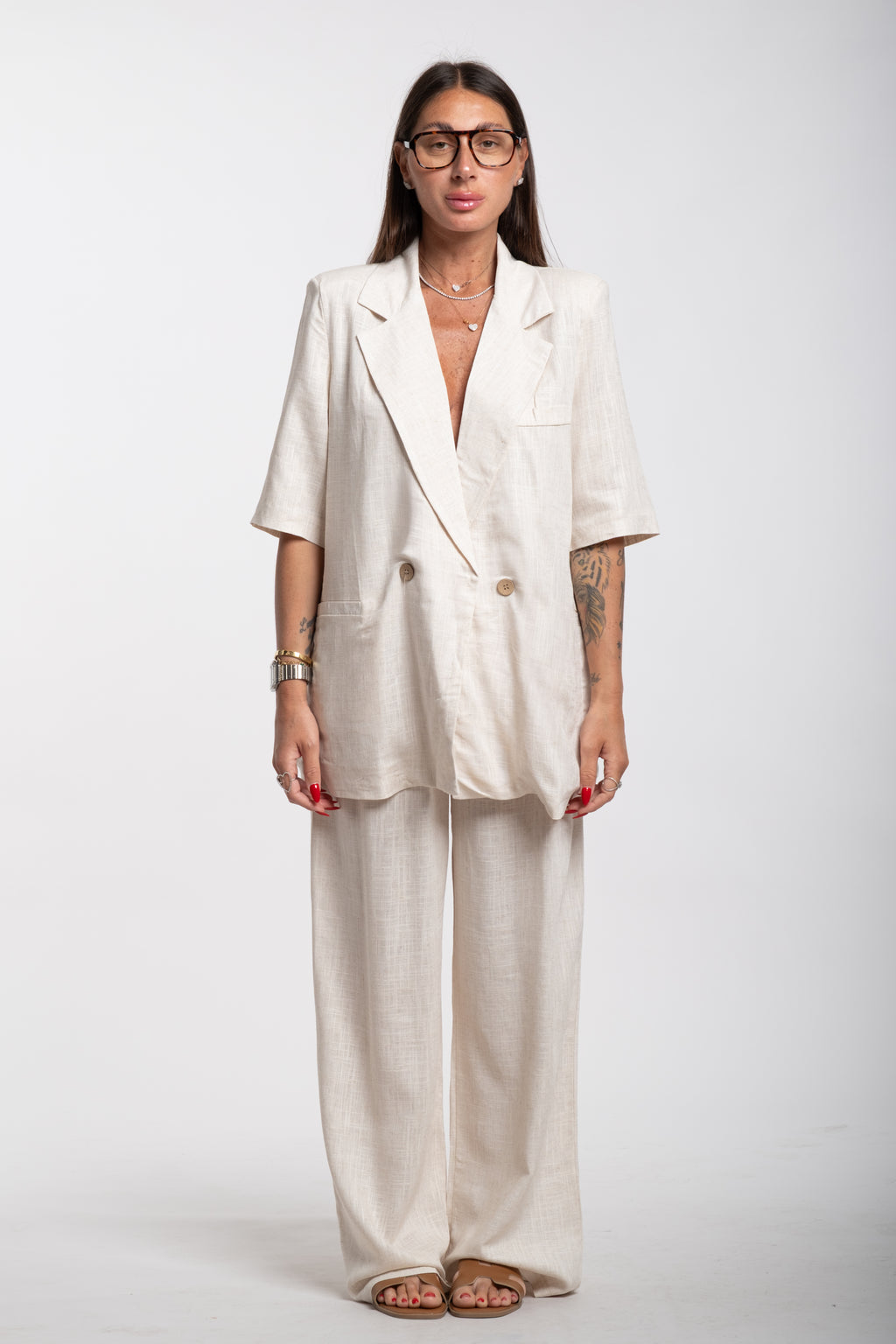 Tailleur Elodie mezza manica beige