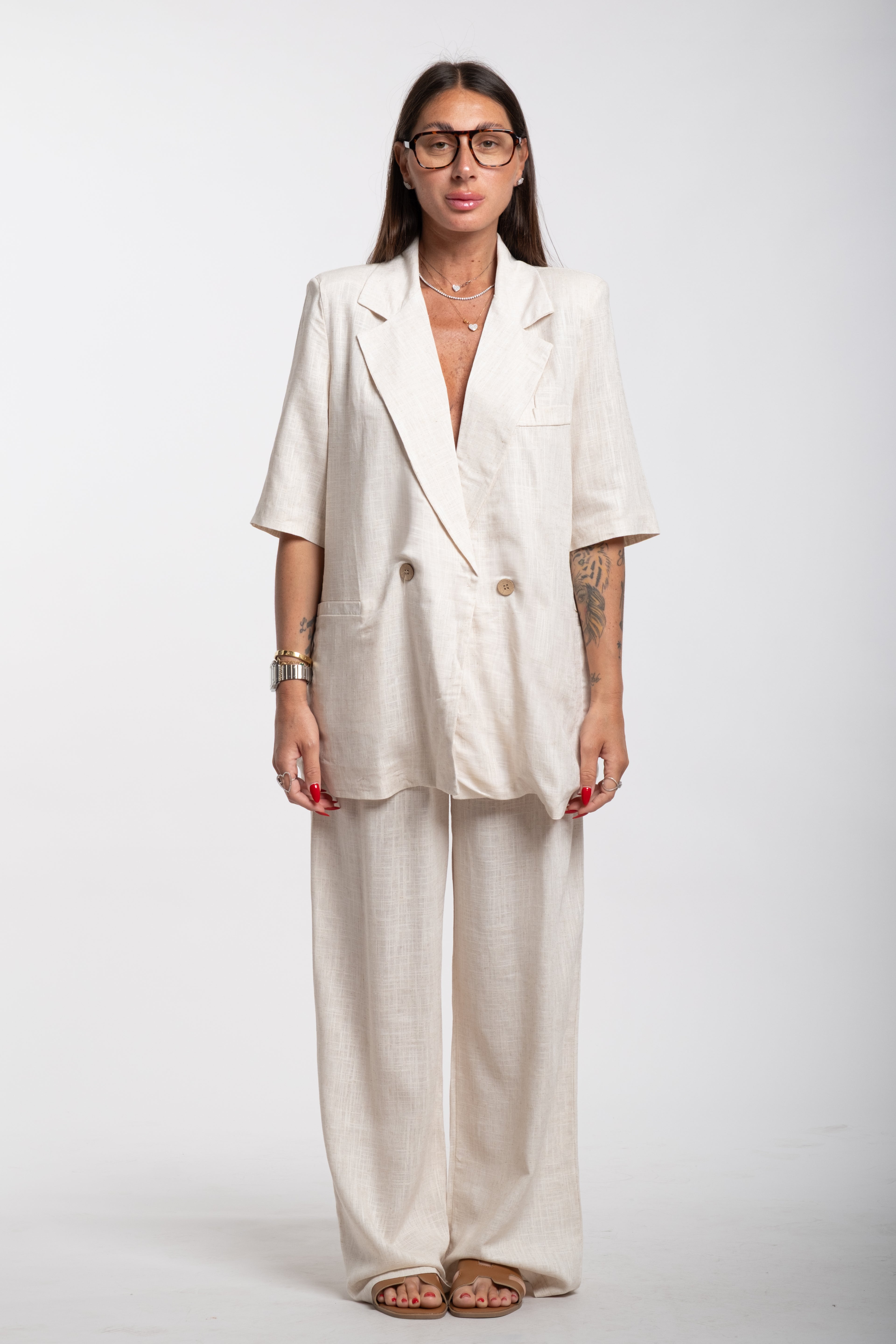 Tailleur Elodie mezza manica beige