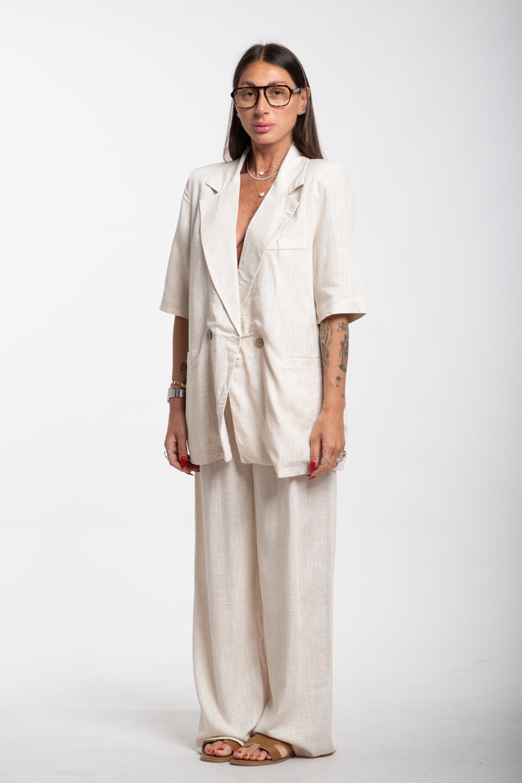 Tailleur Elodie mezza manica beige