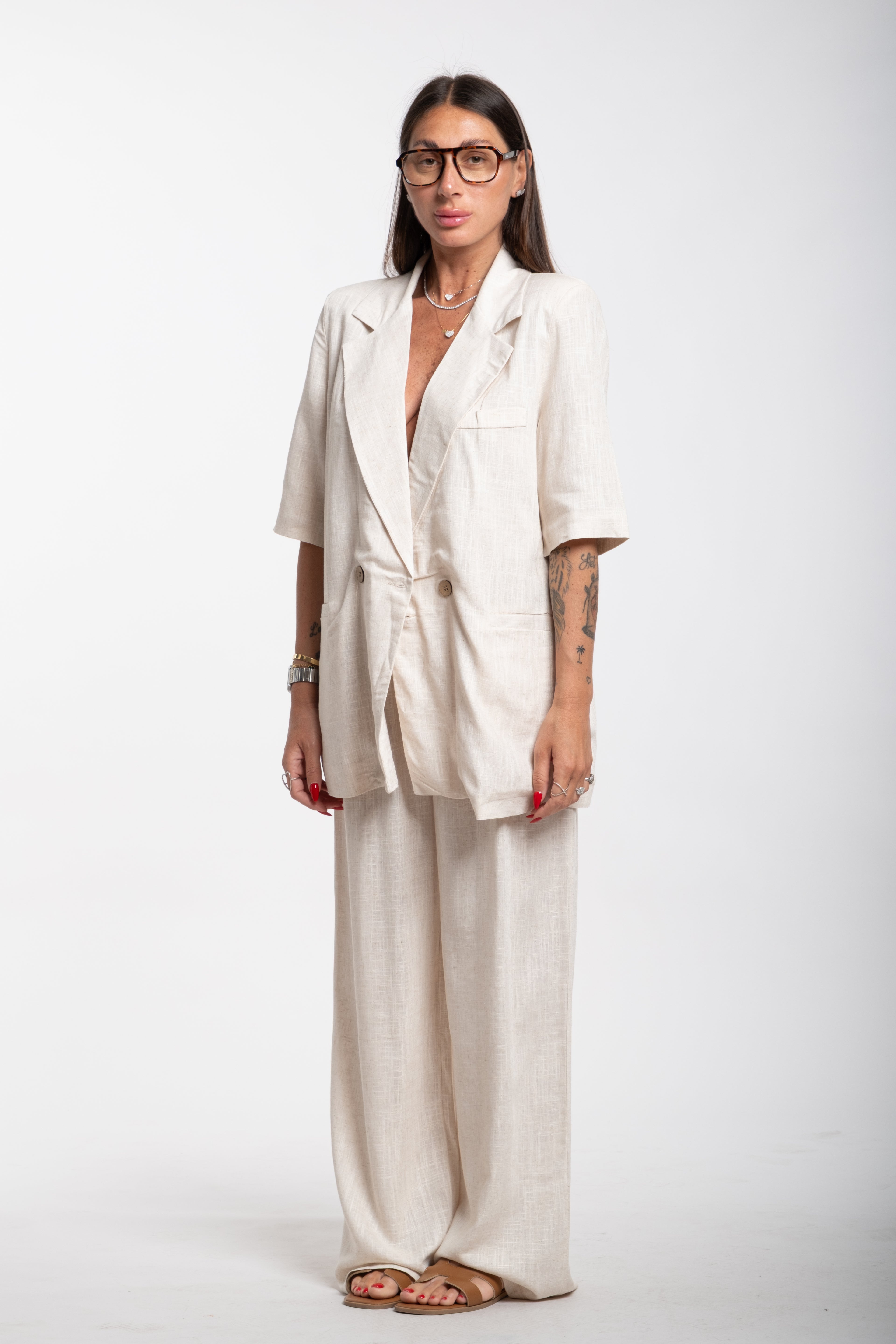 Tailleur Elodie mezza manica beige