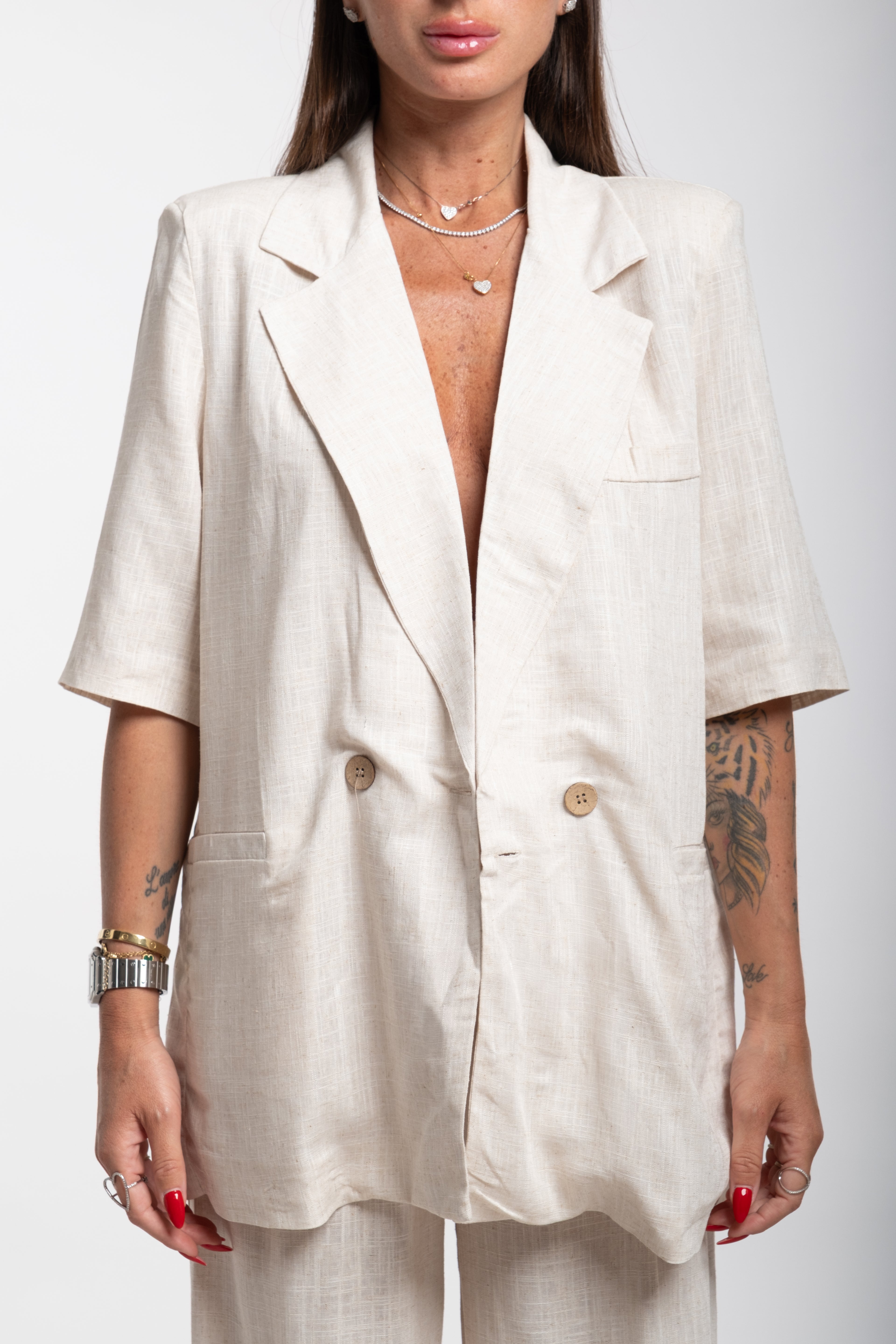 Tailleur Elodie mezza manica beige
