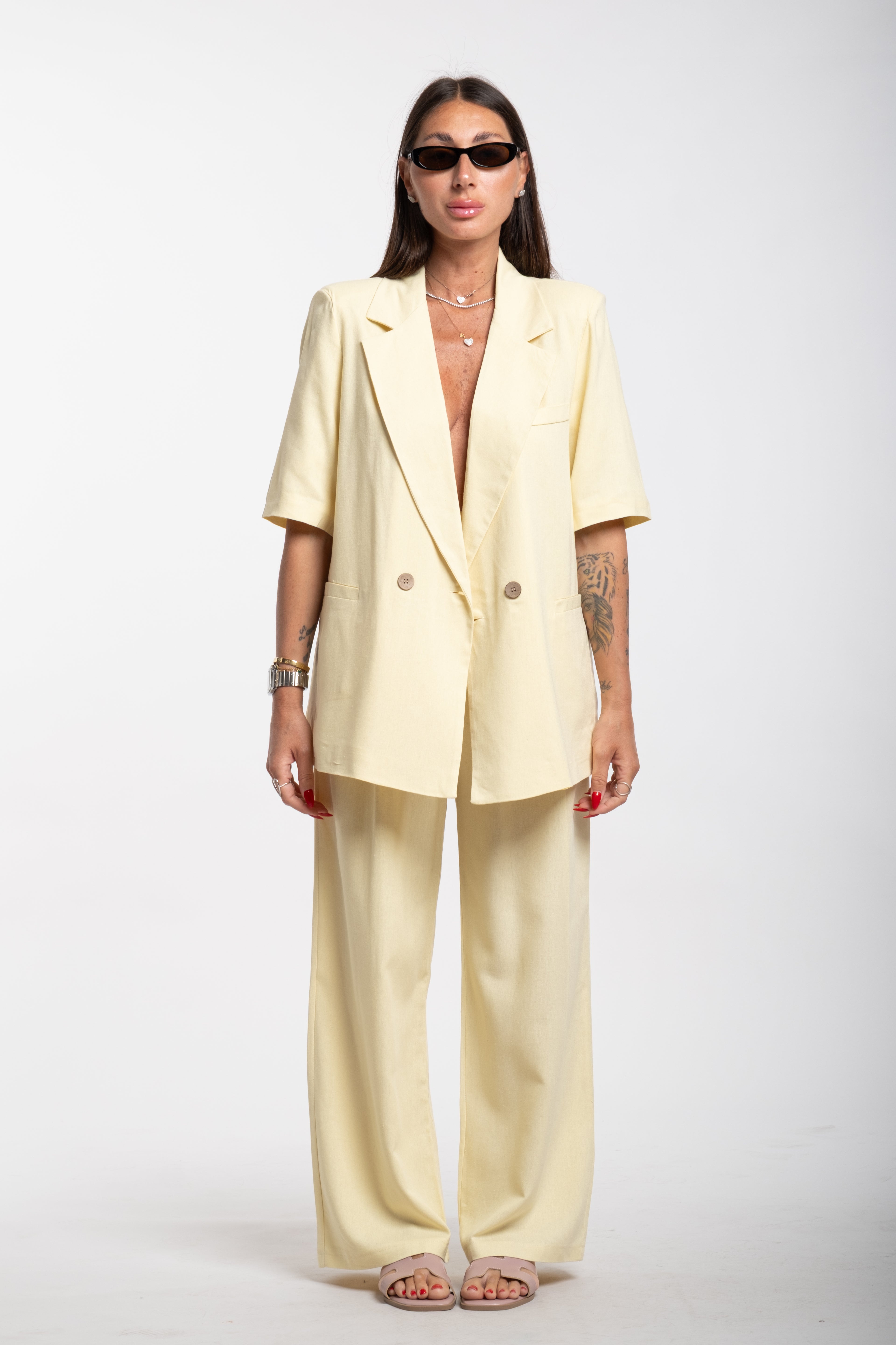 Tailleur Elodie mezza manica giallo