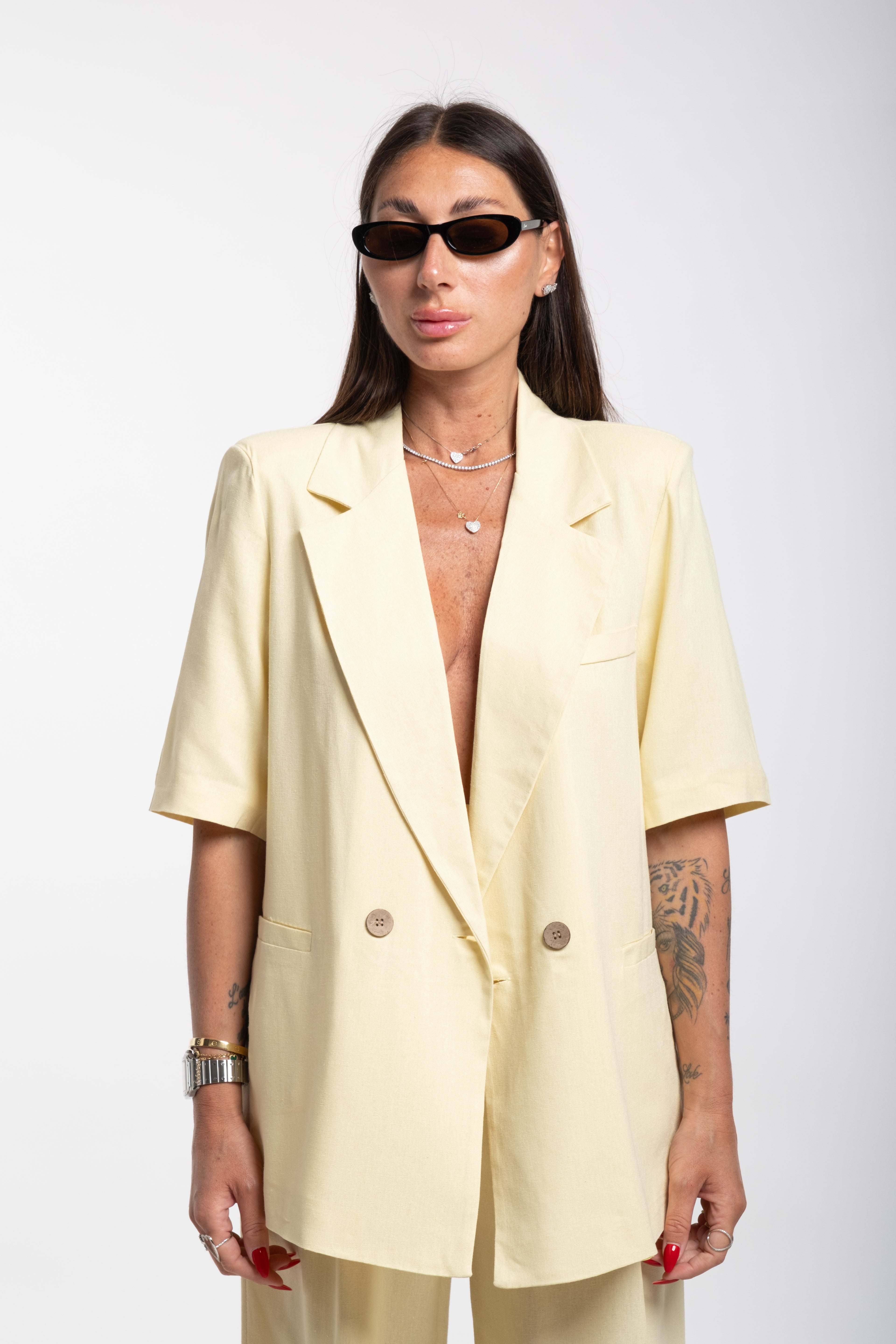 Tailleur Elodie mezza manica giallo