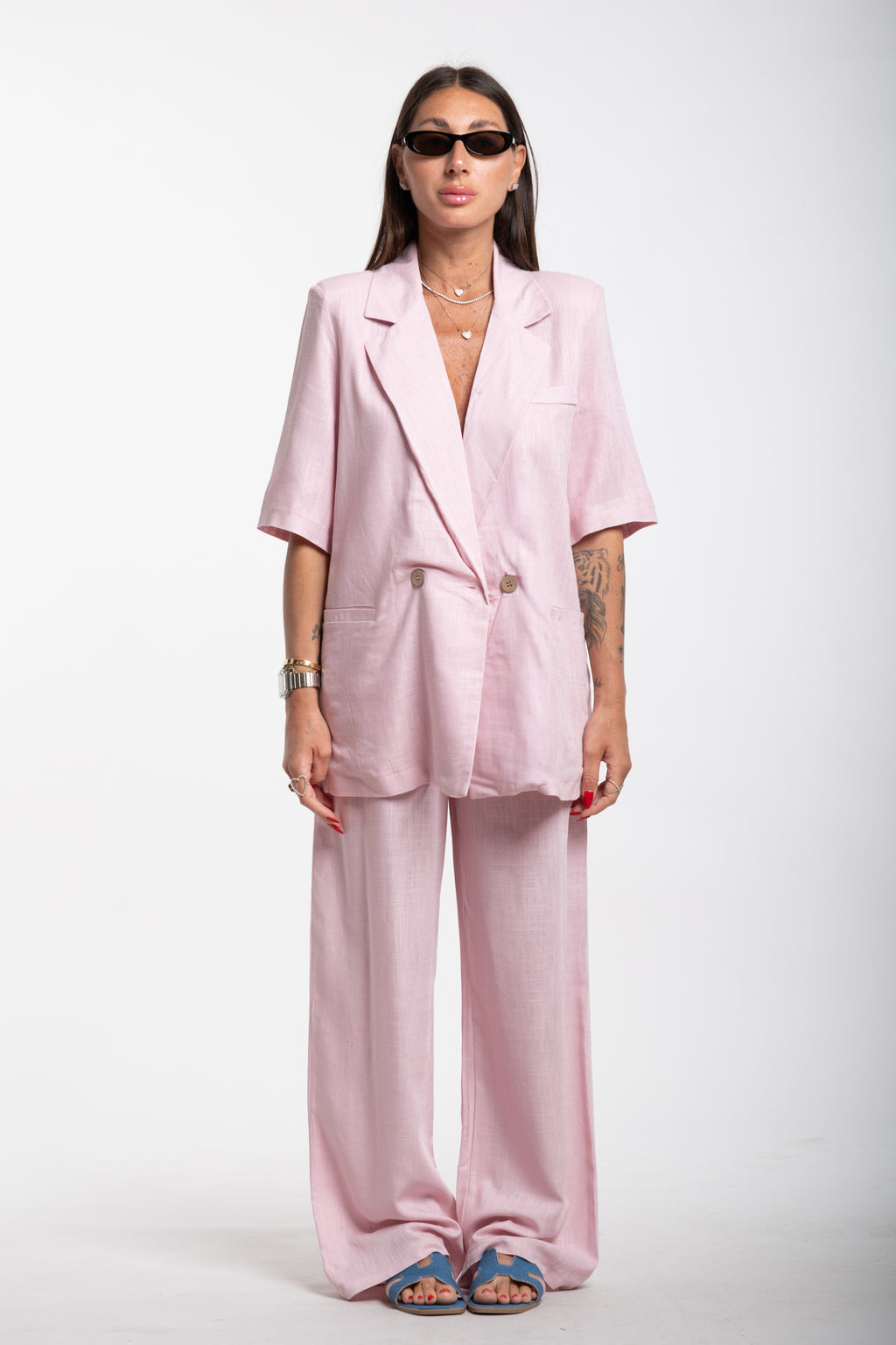 Tailleur Elodie mezza manica rosa
