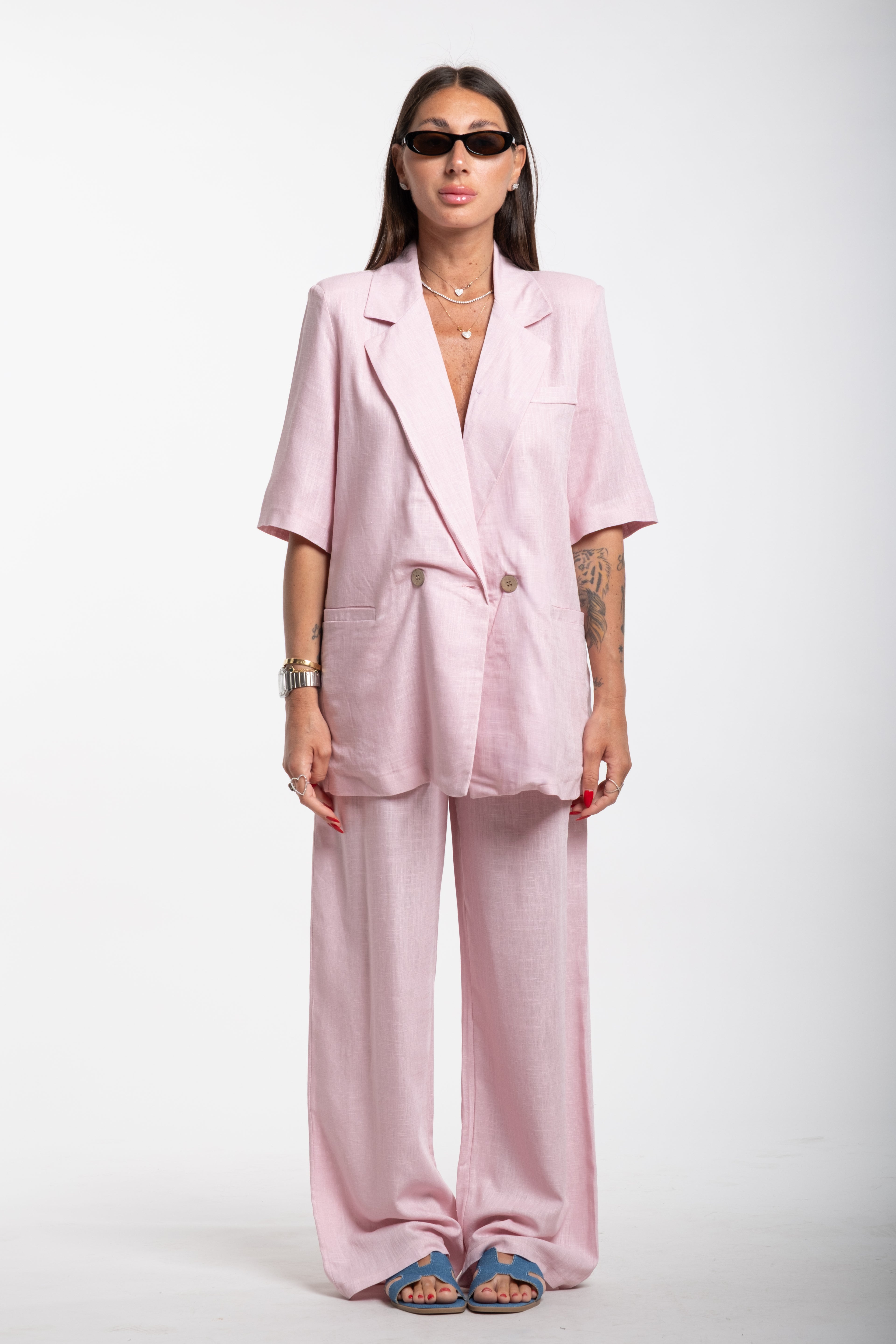 Tailleur Elodie mezza manica rosa