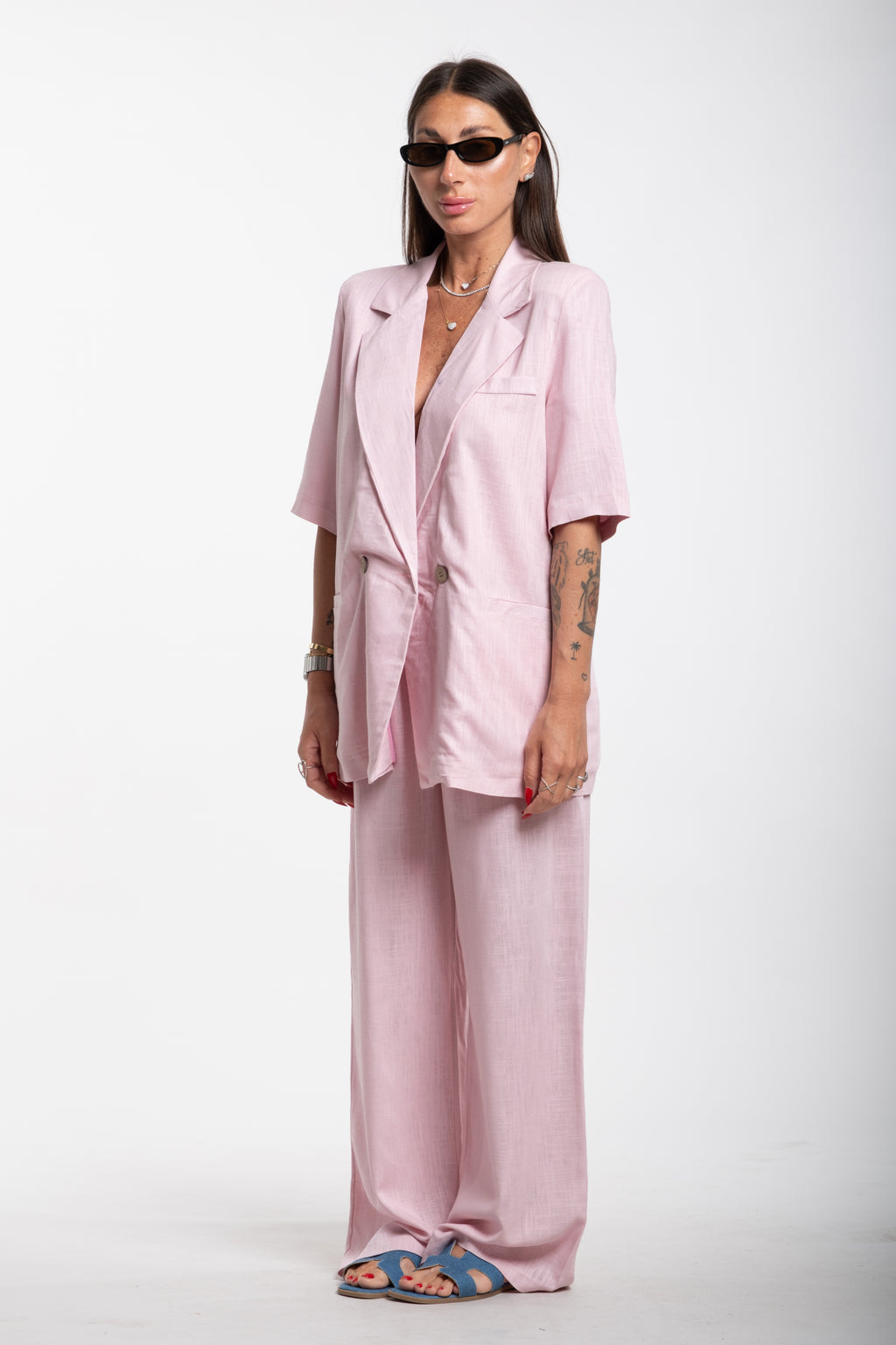 Tailleur Elodie mezza manica rosa