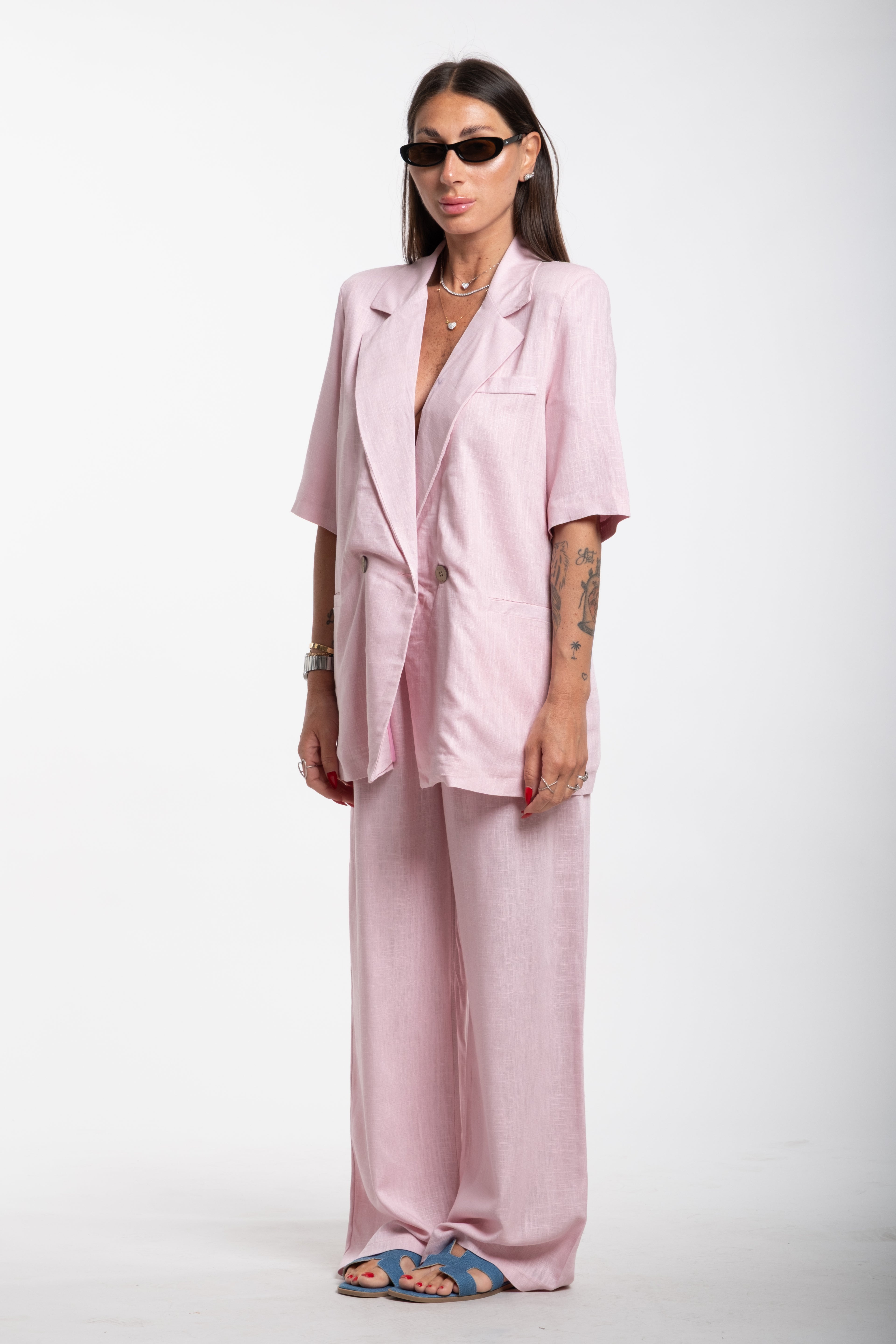 Tailleur Elodie mezza manica rosa