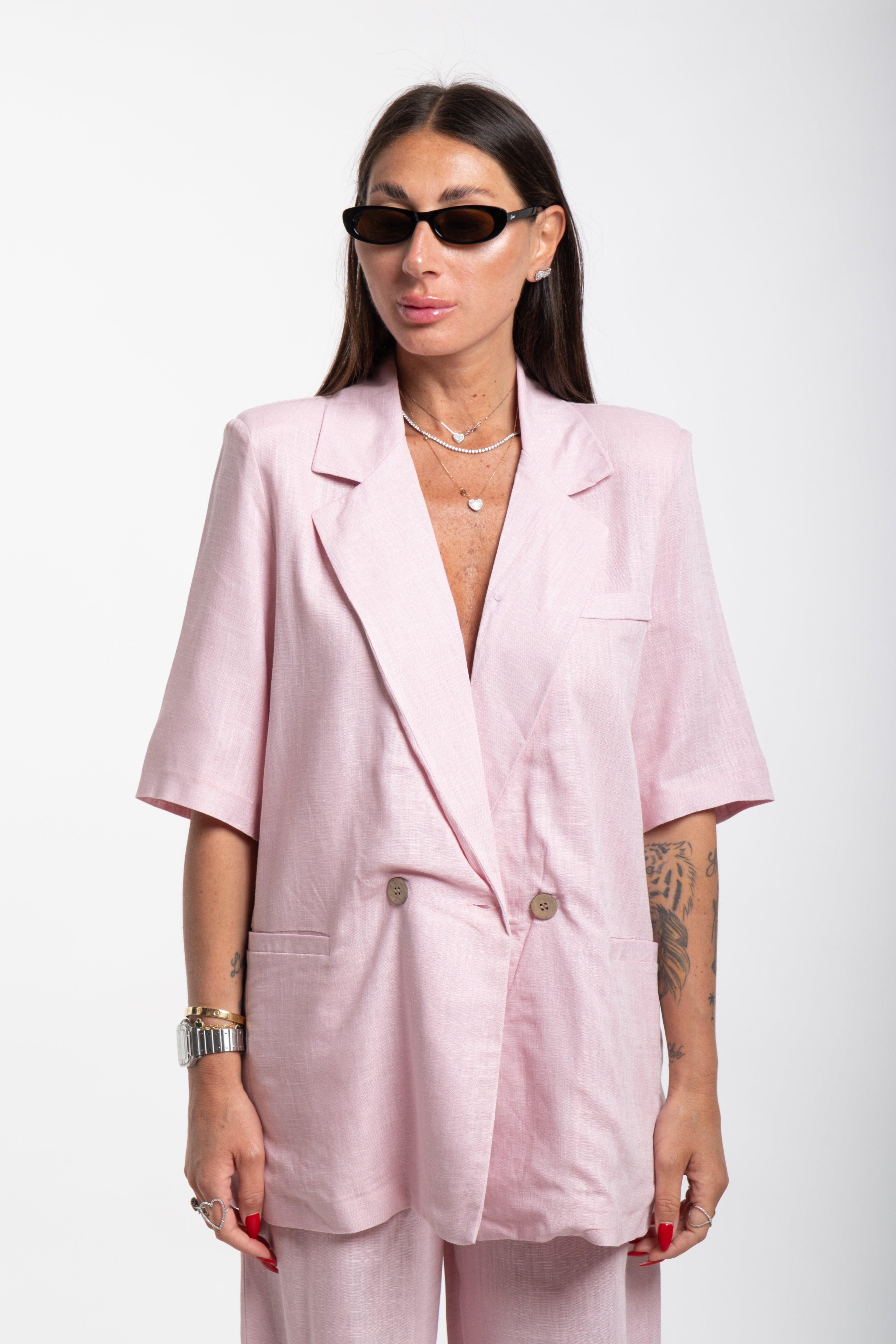 Tailleur Elodie mezza manica rosa