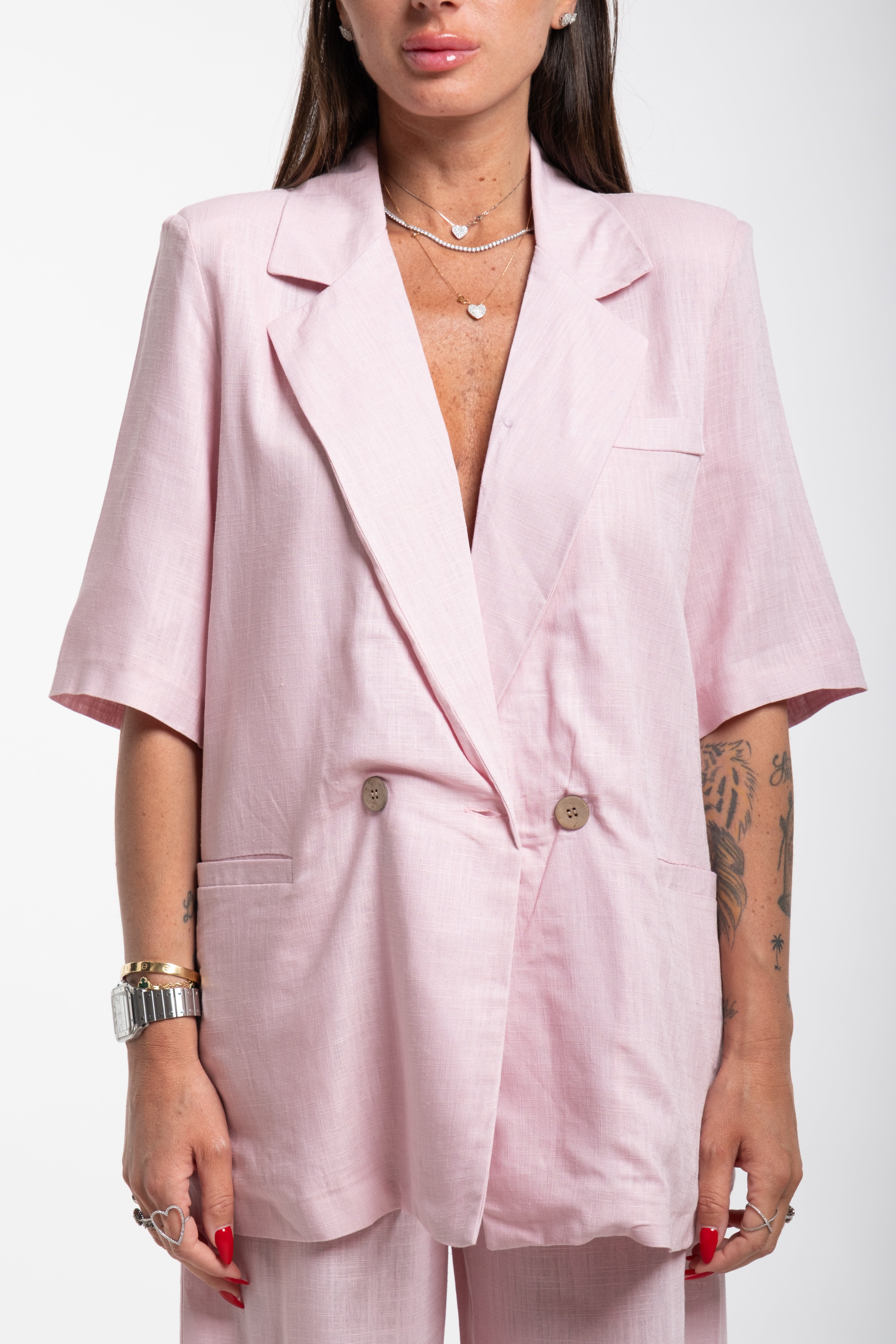 Tailleur Elodie mezza manica rosa