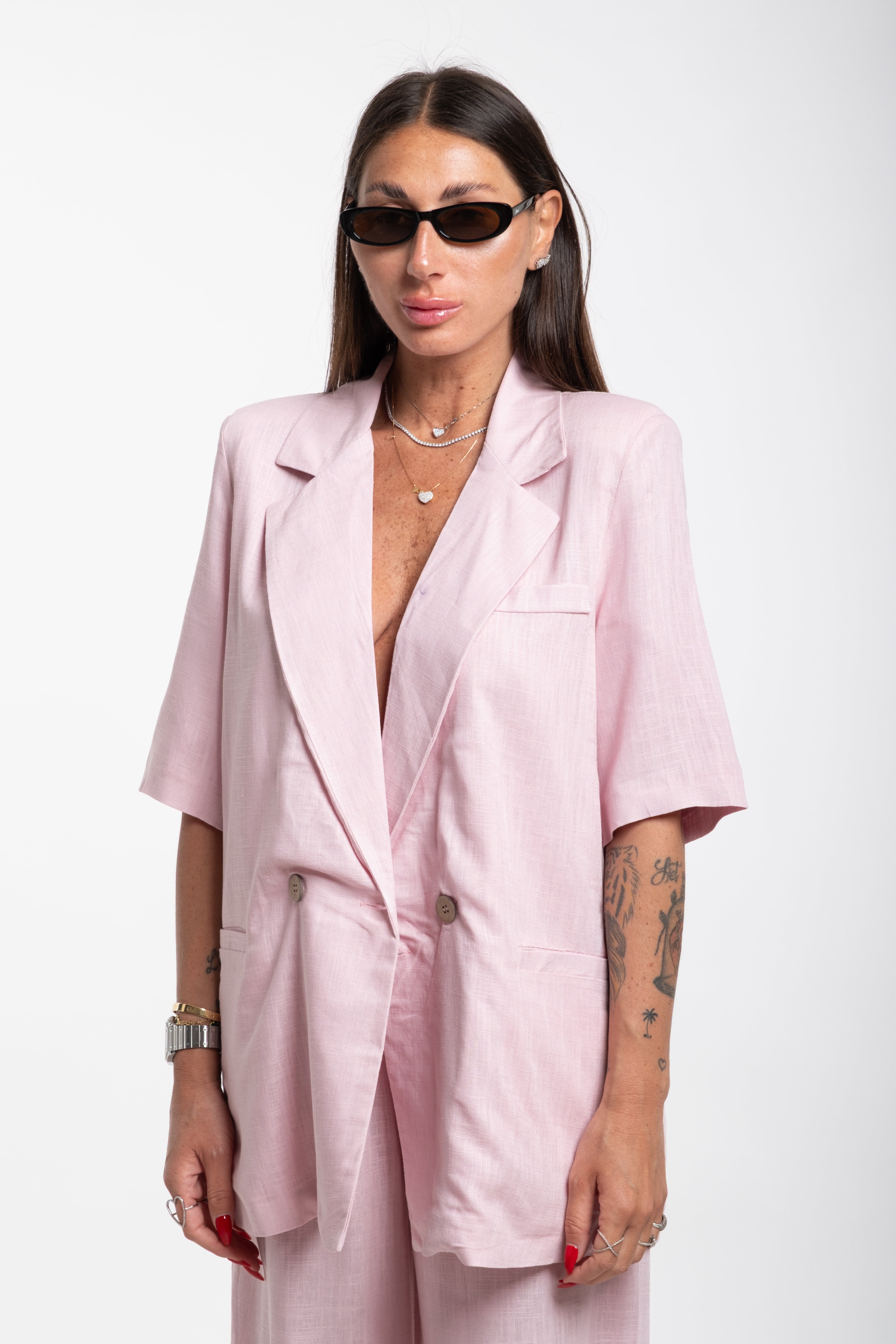 Tailleur Elodie mezza manica rosa