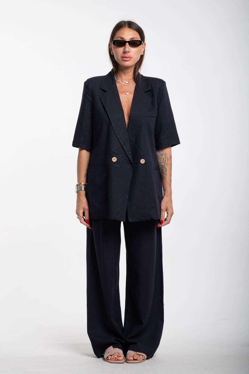 Tailleur Elodie mezza manica blu