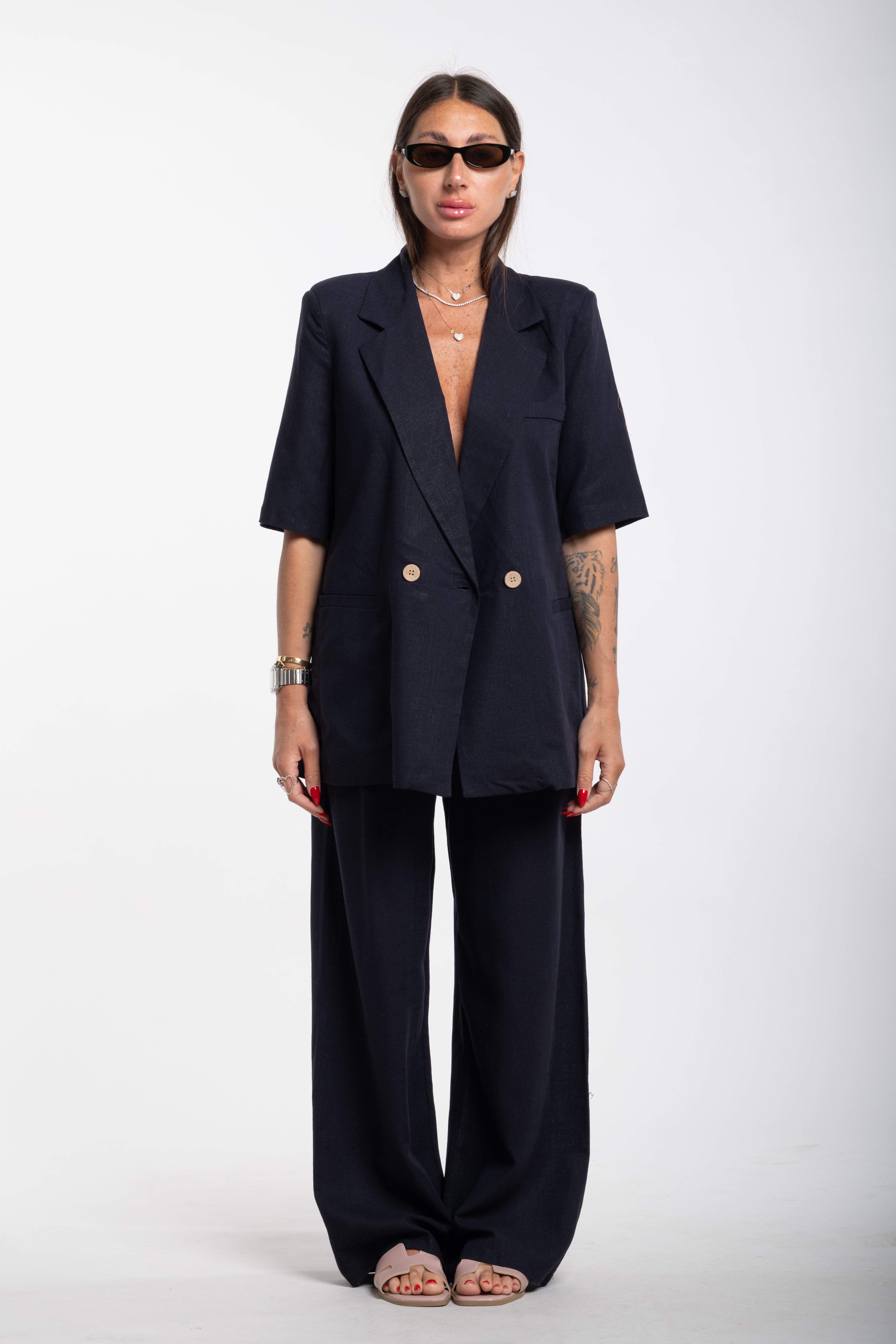 Tailleur Elodie mezza manica blu