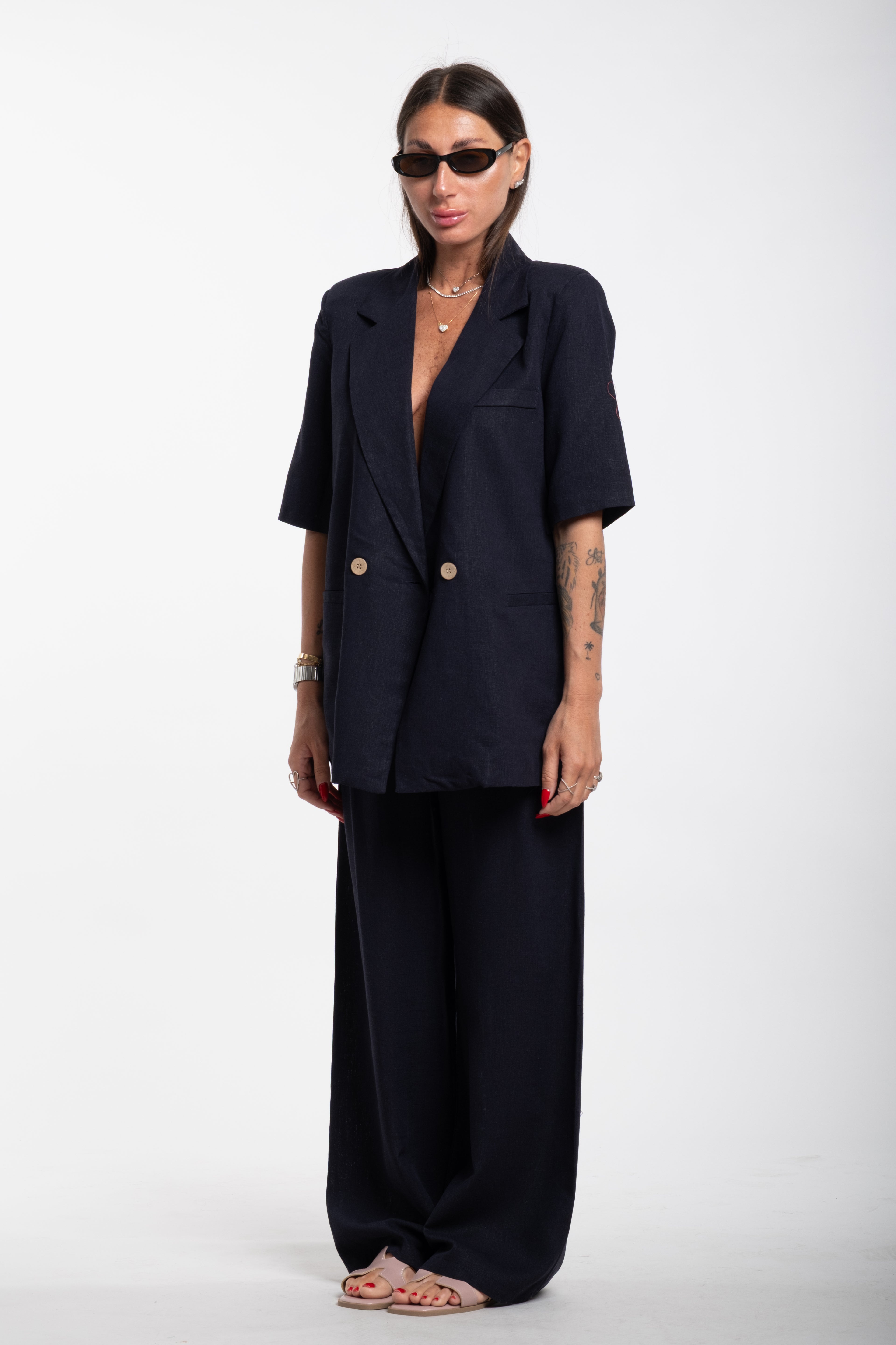 Tailleur Elodie mezza manica blu
