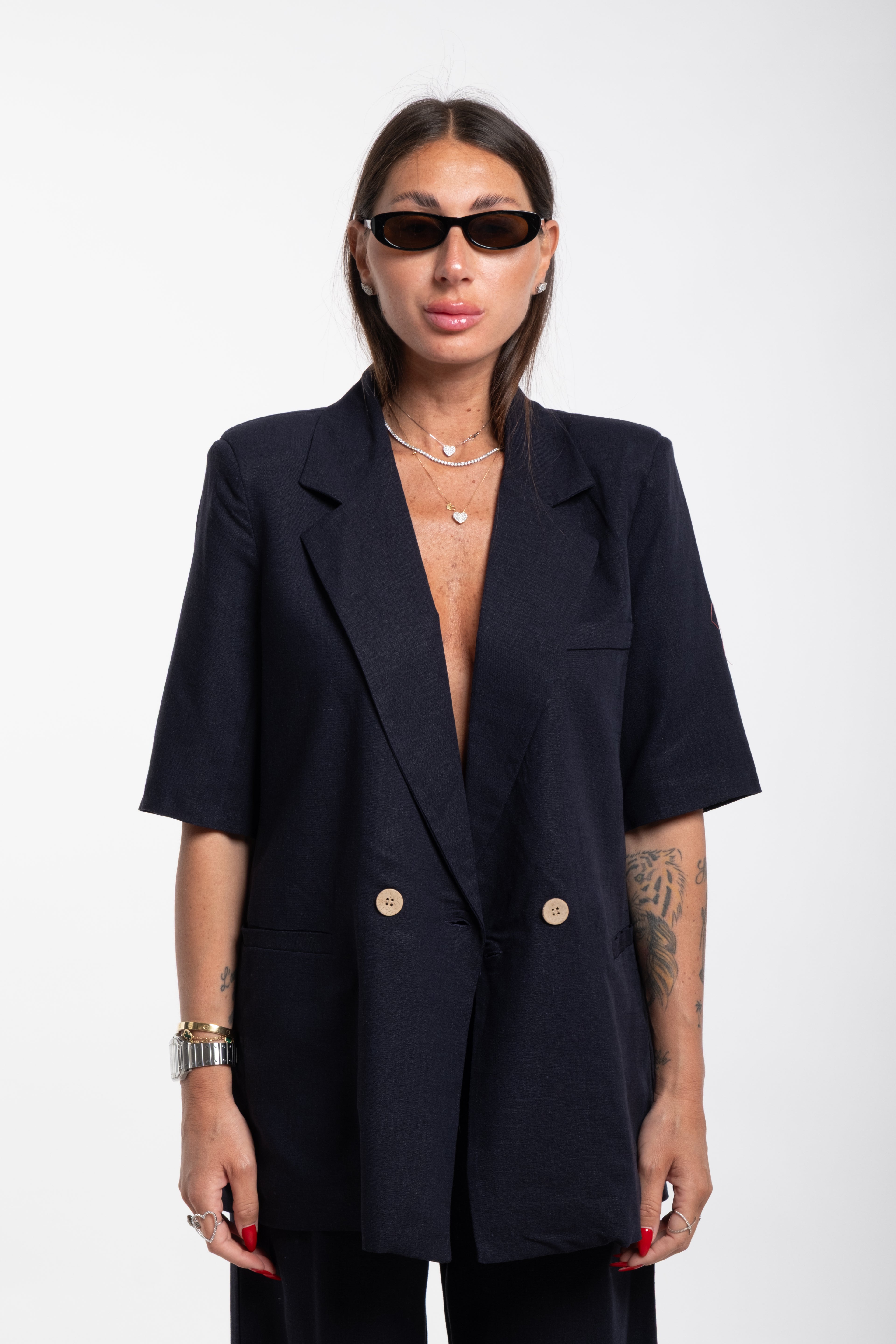 Tailleur Elodie mezza manica blu