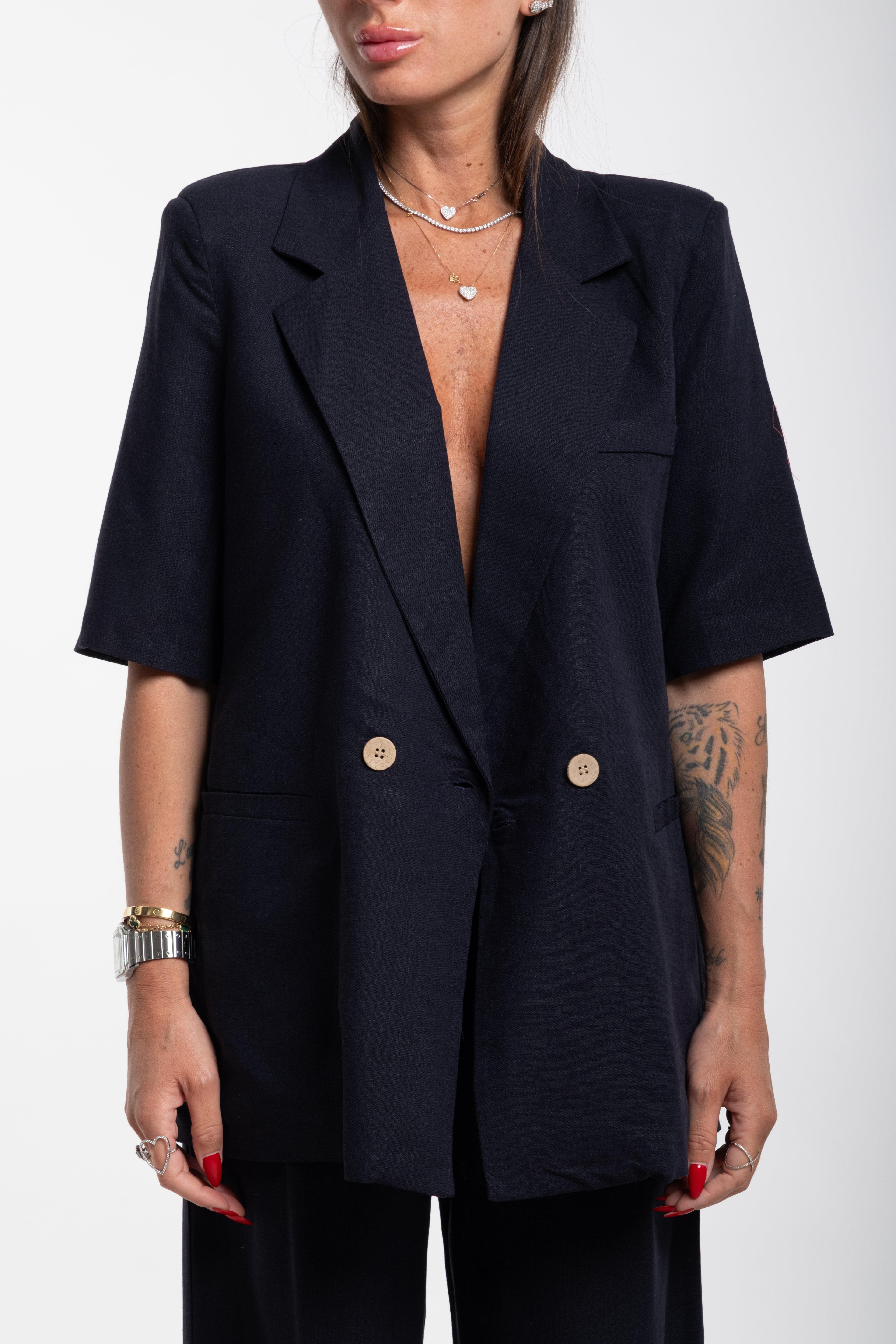 Tailleur Elodie mezza manica blu