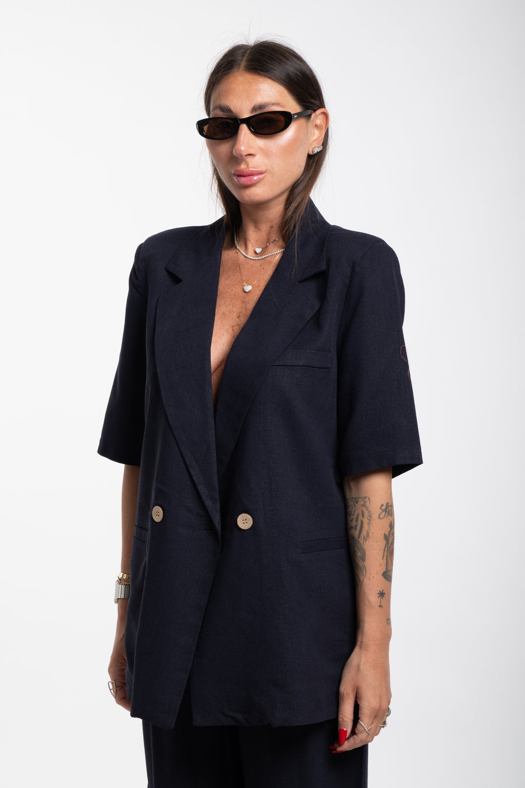 Tailleur Elodie mezza manica blu