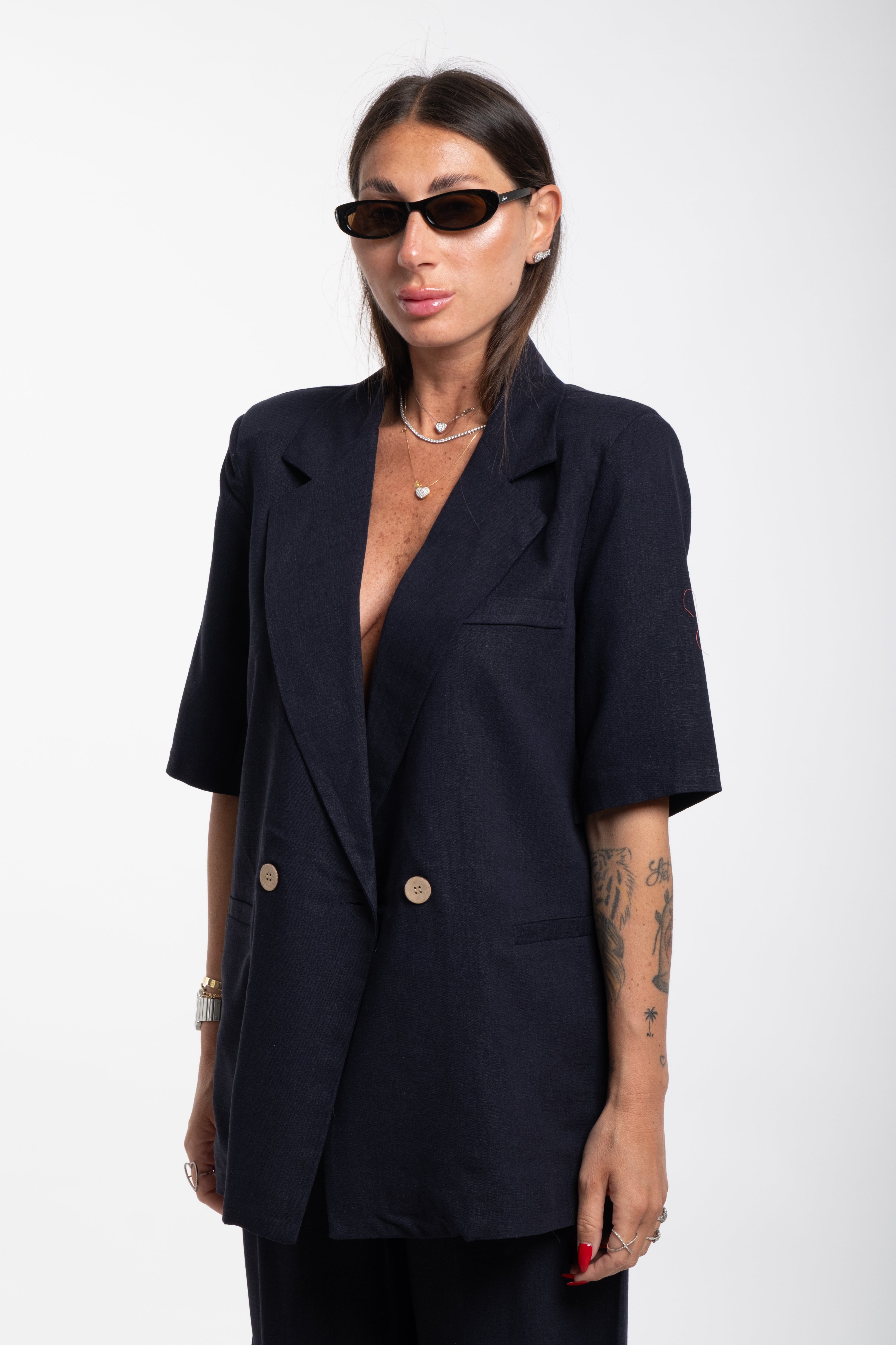 Tailleur Elodie mezza manica blu