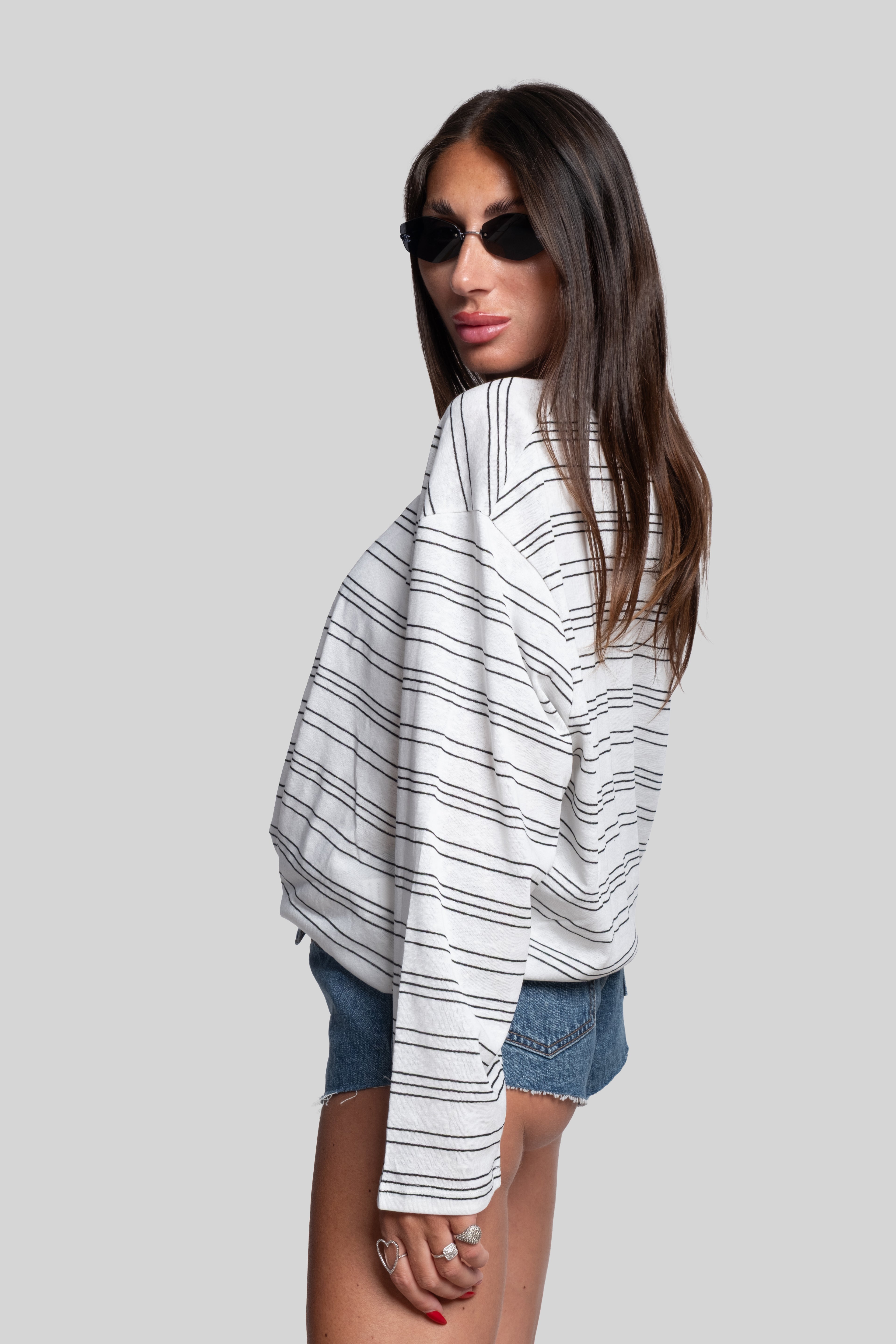 Maglia garzata righe nere