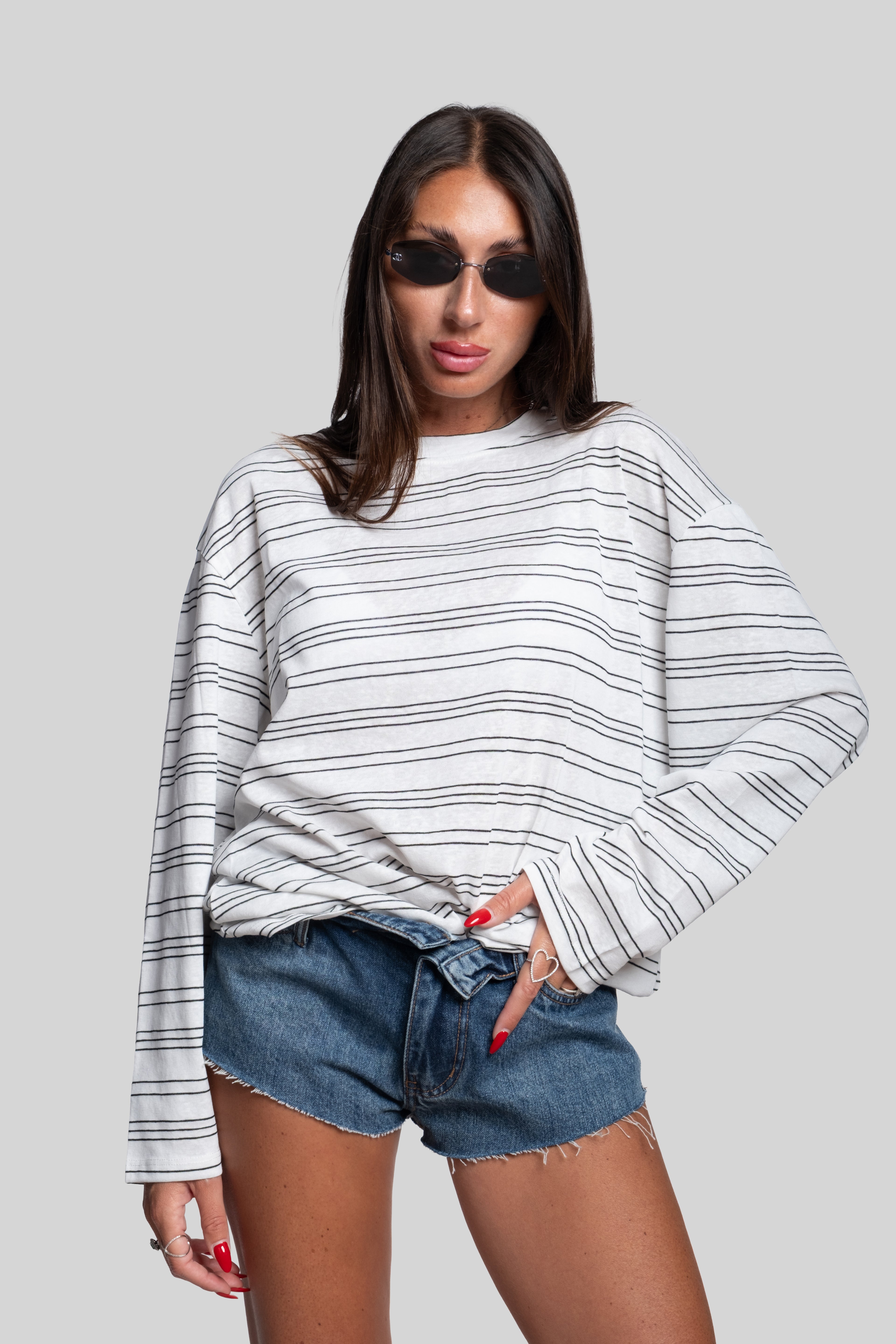 Maglia garzata righe nere