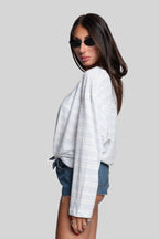 Maglia garzata righe celeste