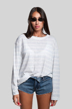 Maglia garzata righe celeste
