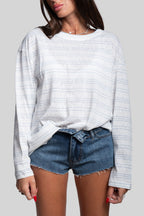 Maglia garzata righe celeste