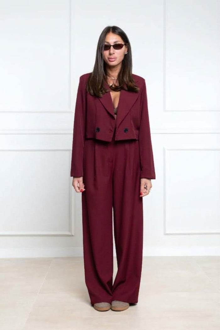 Tailleur crop bordeaux